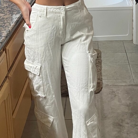 High Waisted Cargo Jeans (Amazon), White, Size S - Picture 2 of 4